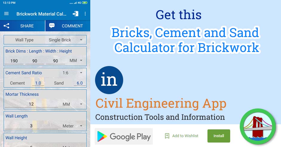 Bricks, Cement and Sand Calculator for Brickwork - The Civil Sutras